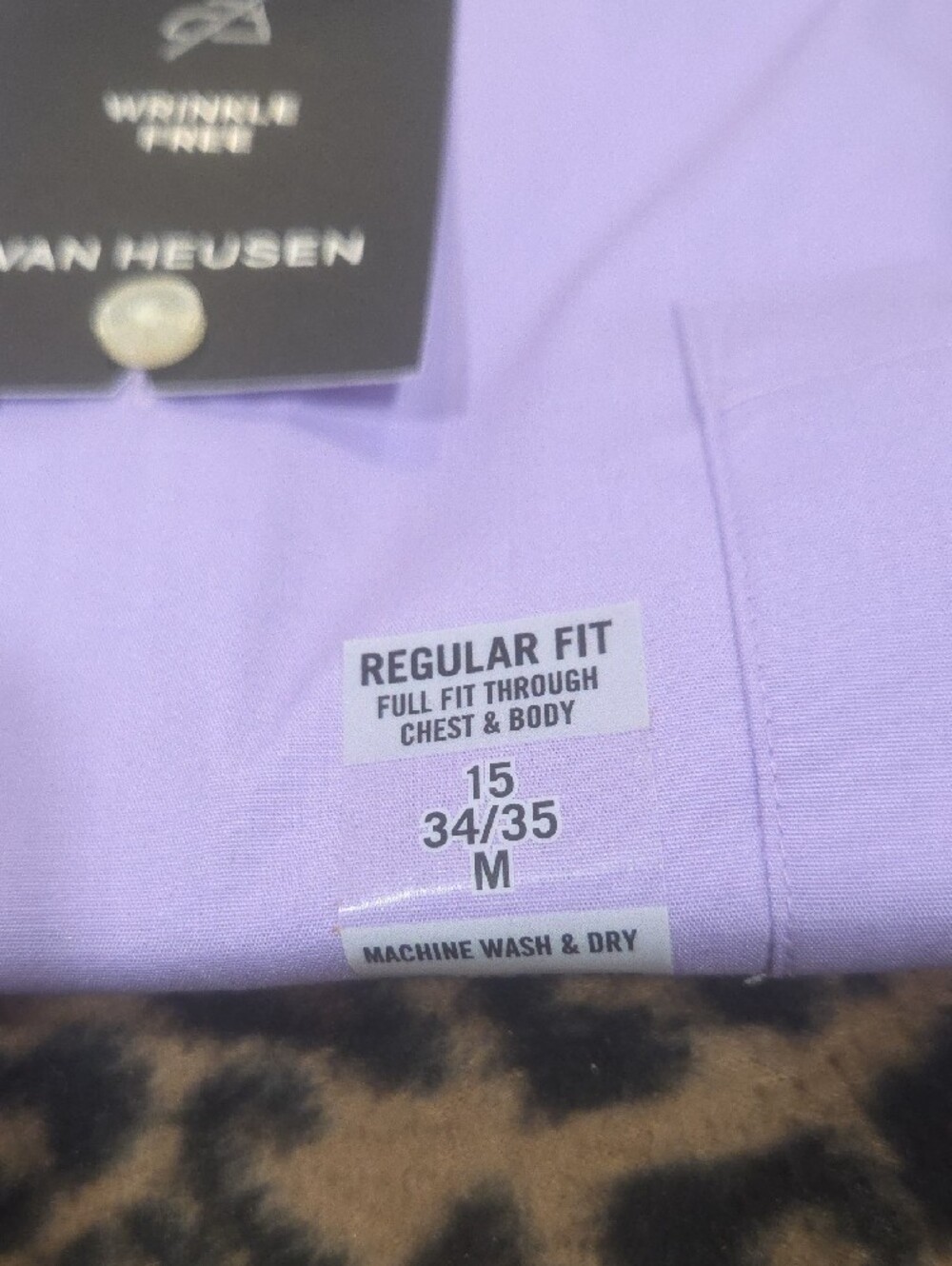 Van Heusen Men's Lavender Regular Fit Dress Shirt - Picture 2 of 3